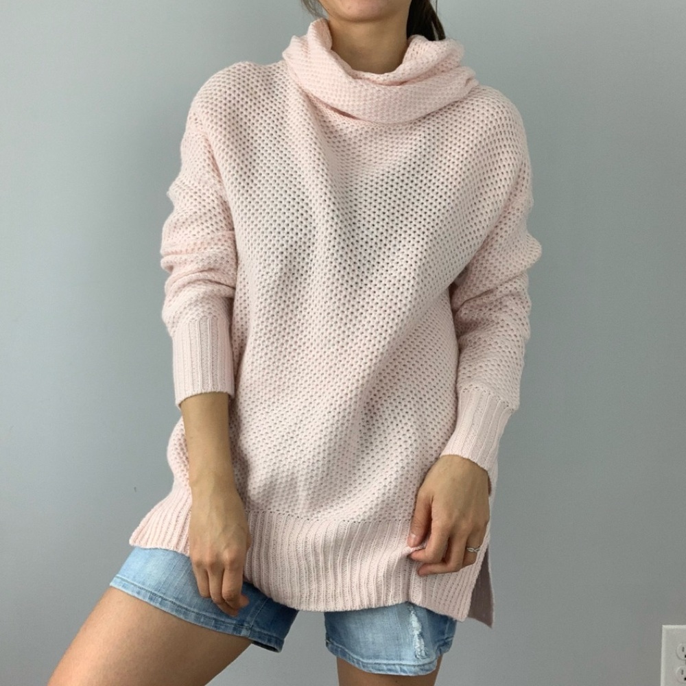 Sanctuary Womens Cowl Neck Sweater Beige Pink XS